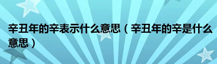 辛丑年的辛表示什么意思（辛丑年的辛是什么意思）