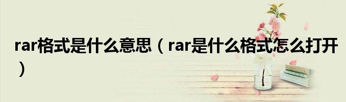 rar格式是什么意思（rar是什么格式怎么打开）