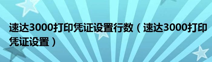 速达3000打印凭证设置行数（速达3000打印凭证设置）