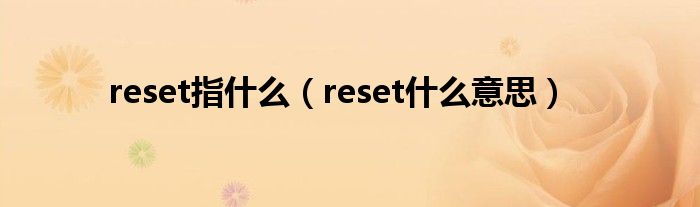 reset指什么（reset什么意思）