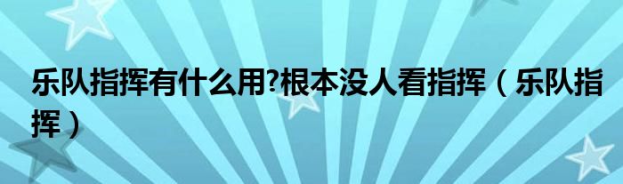 乐队指挥有什么用?根本没人看指挥（乐队指挥）