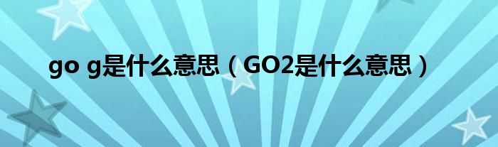 go g是什么意思（GO2是什么意思）