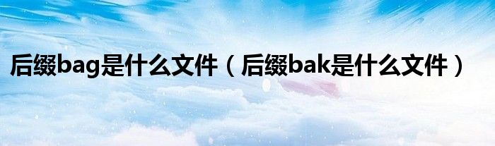 后缀bag是什么文件（后缀bak是什么文件）