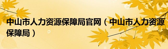 中山市人力资源保障局官网（中山市人力资源保障局）