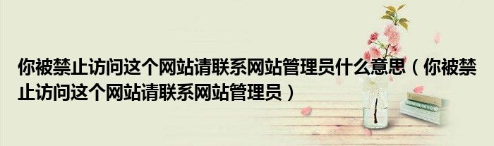 你被禁止访问这个网站请联系网站管理员什么意思（你被禁止访问这个网站请联系网站管理员）