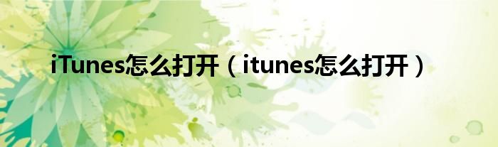 iTunes怎么打开（itunes怎么打开）