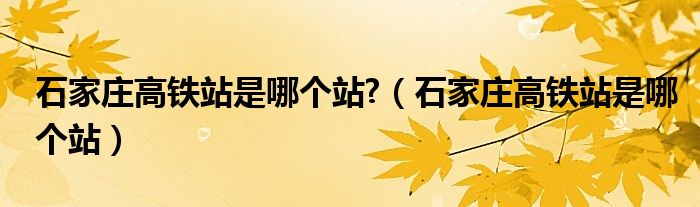 石家庄高铁站是哪个站?（石家庄高铁站是哪个站）