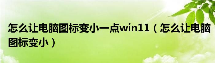 怎么让电脑图标变小一点win11（怎么让电脑图标变小）