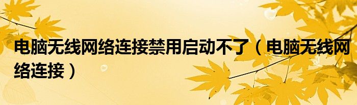 电脑无线网络连接禁用启动不了（电脑无线网络连接）