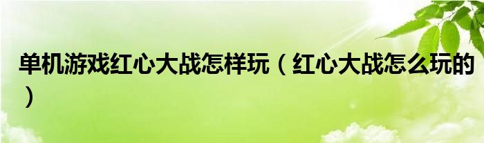 单机游戏红心大战怎样玩（红心大战怎么玩的）