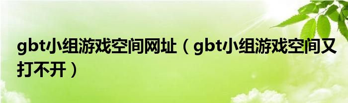 gbt小组游戏空间网址（gbt小组游戏空间又打不开）