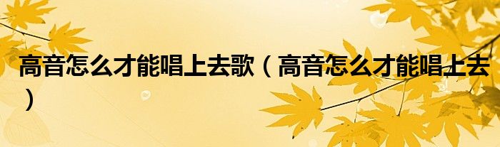 高音怎么才能唱上去歌（高音怎么才能唱上去）