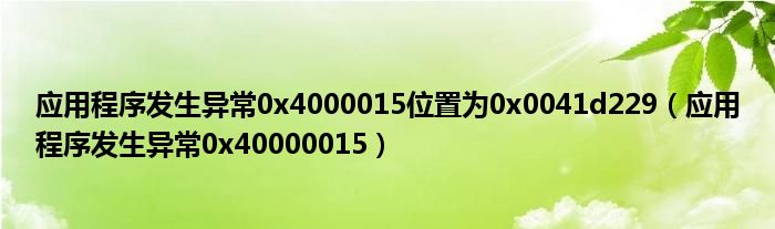 应用程序发生异常0x4000015位置为0x0041d229（应用程序发生异常0x40000015）