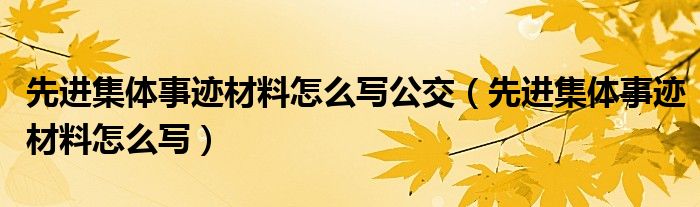 先进集体事迹材料怎么写公交（先进集体事迹材料怎么写）