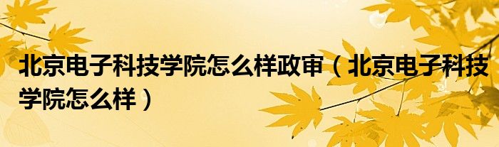 北京电子科技学院怎么样政审（北京电子科技学院怎么样）