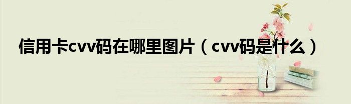 信用卡cvv码在哪里图片（cvv码是什么）