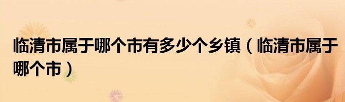 临清市属于哪个市有多少个乡镇（临清市属于哪个市）