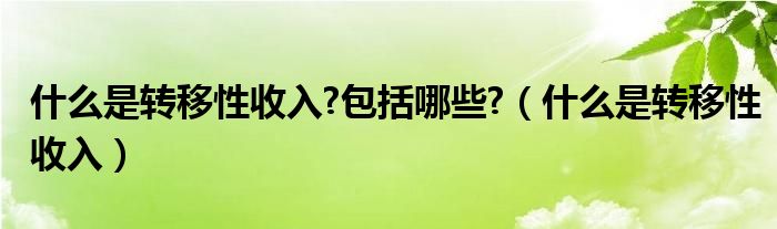 什么是转移性收入?包括哪些?（什么是转移性收入）