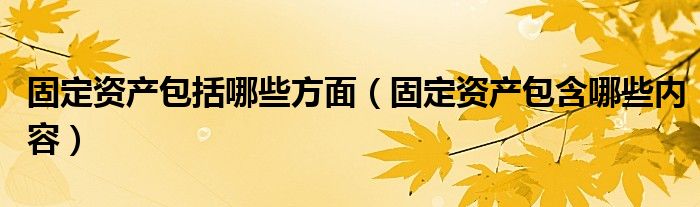 固定资产包括哪些方面（固定资产包含哪些内容）