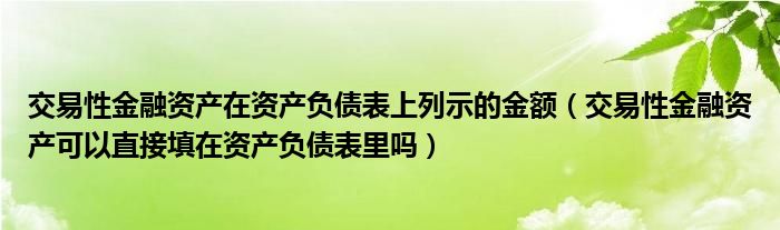 交易性金融资产在资产负债表上列示的金额（交易性金融资产可以直接填在资产负债表里吗）