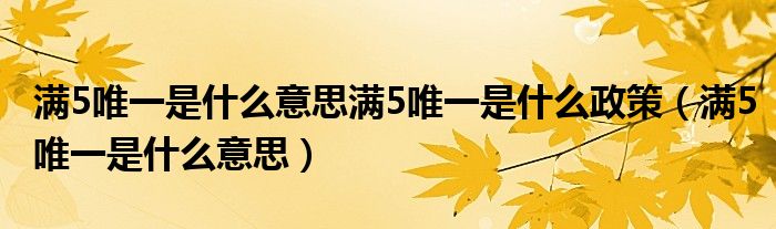 满5唯一是什么意思满5唯一是什么政策（满5唯一是什么意思）