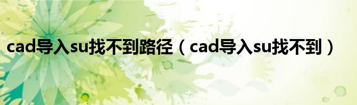 cad导入su找不到路径（cad导入su找不到）