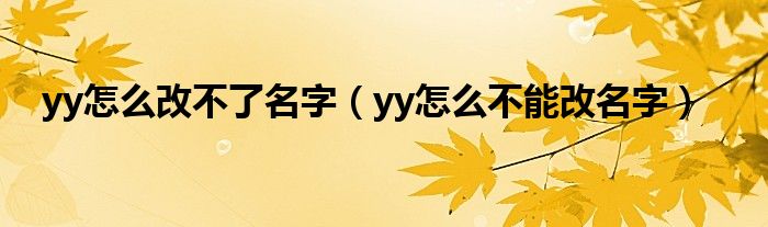 yy怎么改不了名字（yy怎么不能改名字）