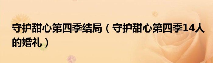 守护甜心第四季结局（守护甜心第四季14人的婚礼）