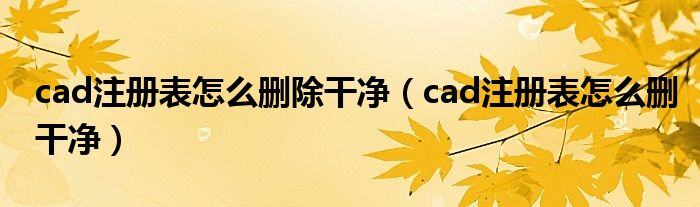 cad注册表怎么删除干净（cad注册表怎么删干净）