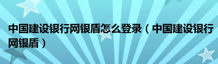 中国建设银行网银盾怎么登录（中国建设银行网银盾）