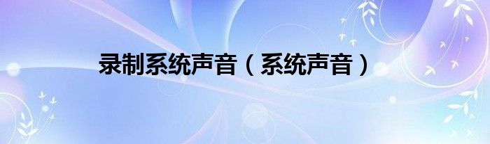 录制系统声音（系统声音）