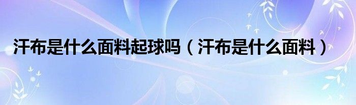 汗布是什么面料起球吗（汗布是什么面料）