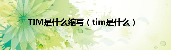 TIM是什么缩写（tim是什么）