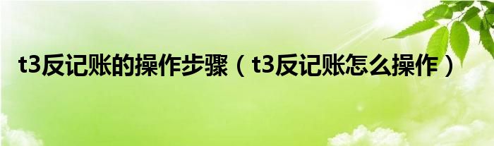 t3反记账的操作步骤（t3反记账怎么操作）