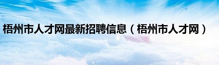 梧州市人才网最新招聘信息（梧州市人才网）