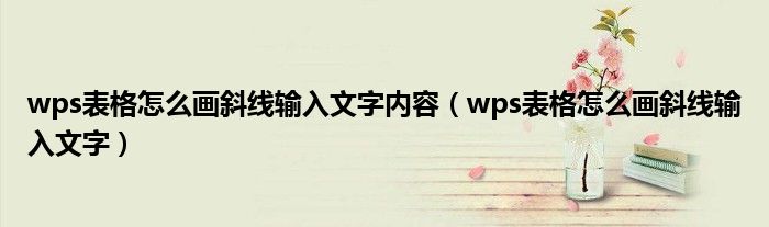 wps表格怎么画斜线输入文字内容（wps表格怎么画斜线输入文字）