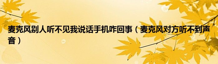 麦克风别人听不见我说话手机咋回事（麦克风对方听不到声音）