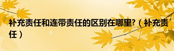 补充责任和连带责任的区别在哪里?（补充责任）