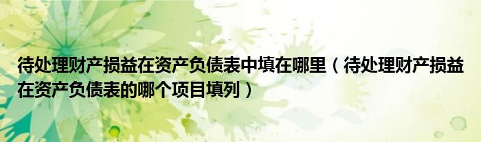 待处理财产损益在资产负债表中填在哪里（待处理财产损益在资产负债表的哪个项目填列）