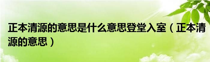 正本清源的意思是什么意思登堂入室（正本清源的意思）