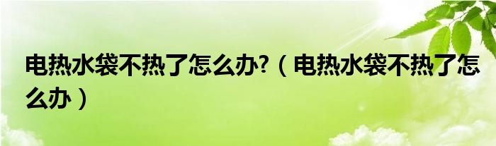 电热水袋不热了怎么办?（电热水袋不热了怎么办）