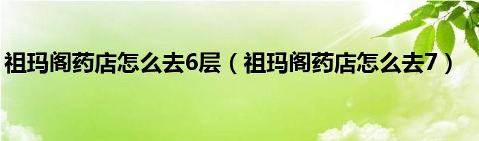 祖玛阁药店怎么去6层（祖玛阁药店怎么去7）