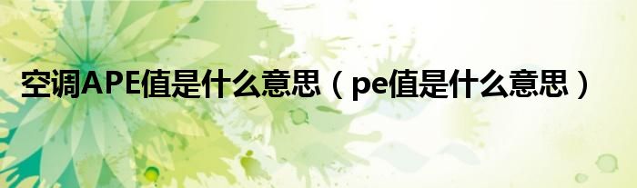 空调APE值是什么意思（pe值是什么意思）