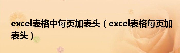 excel表格中每页加表头（excel表格每页加表头）