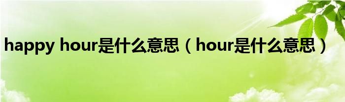 happy hour是什么意思（hour是什么意思）