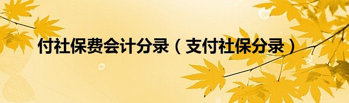 付社保费会计分录（支付社保分录）