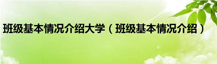 班级基本情况介绍大学（班级基本情况介绍）