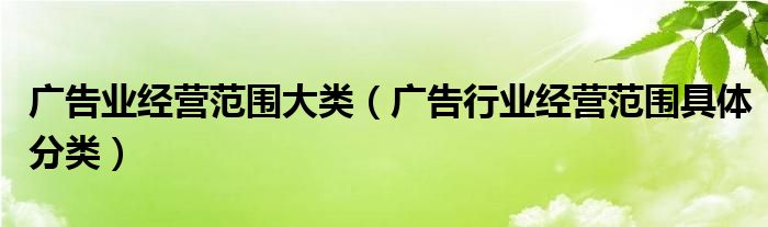 广告业经营范围大类（广告行业经营范围具体分类）