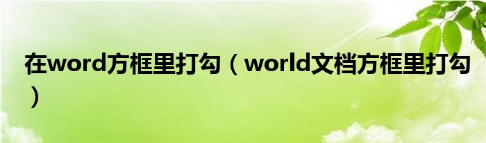 在word方框里打勾（world文档方框里打勾）