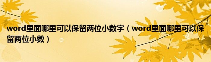 word里面哪里可以保留两位小数字（word里面哪里可以保留两位小数）